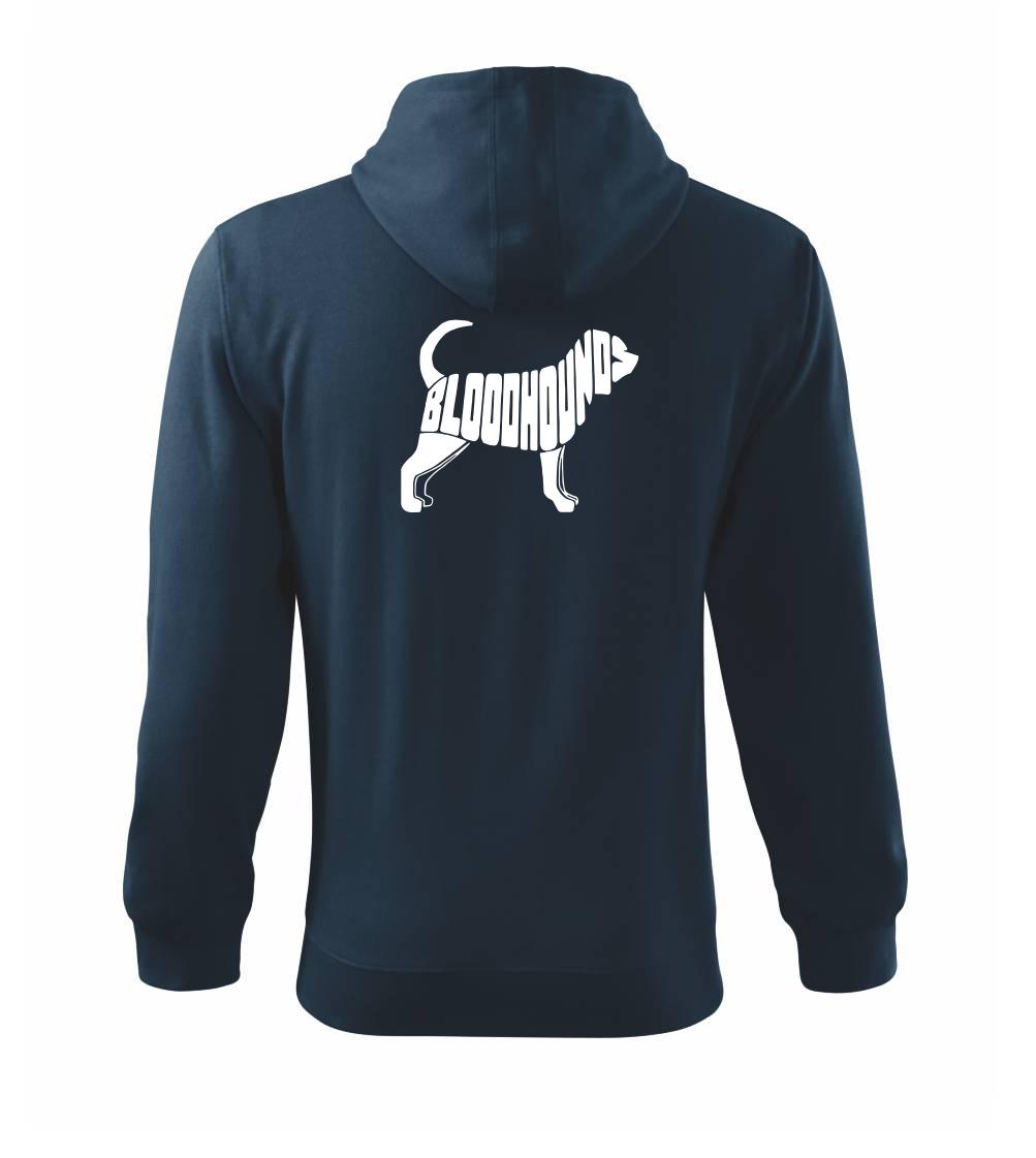 Bloodhound nápis v tele - Mikina s kapucňou na zips trendy zipper