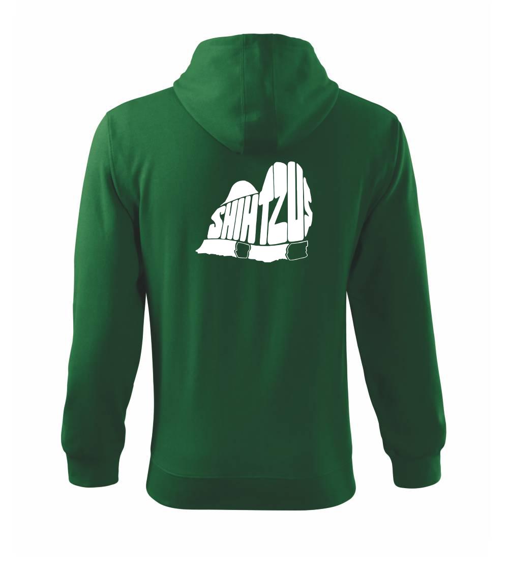 Shih-tzu - nápis v tele - Mikina s kapucňou na zips trendy zipper