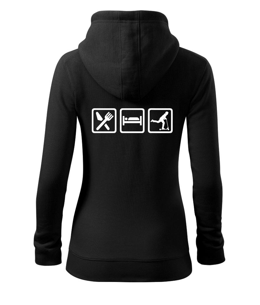 Eat sleep kolobeh - kolobežka - Mikina dámska trendy zipper s kapucňou