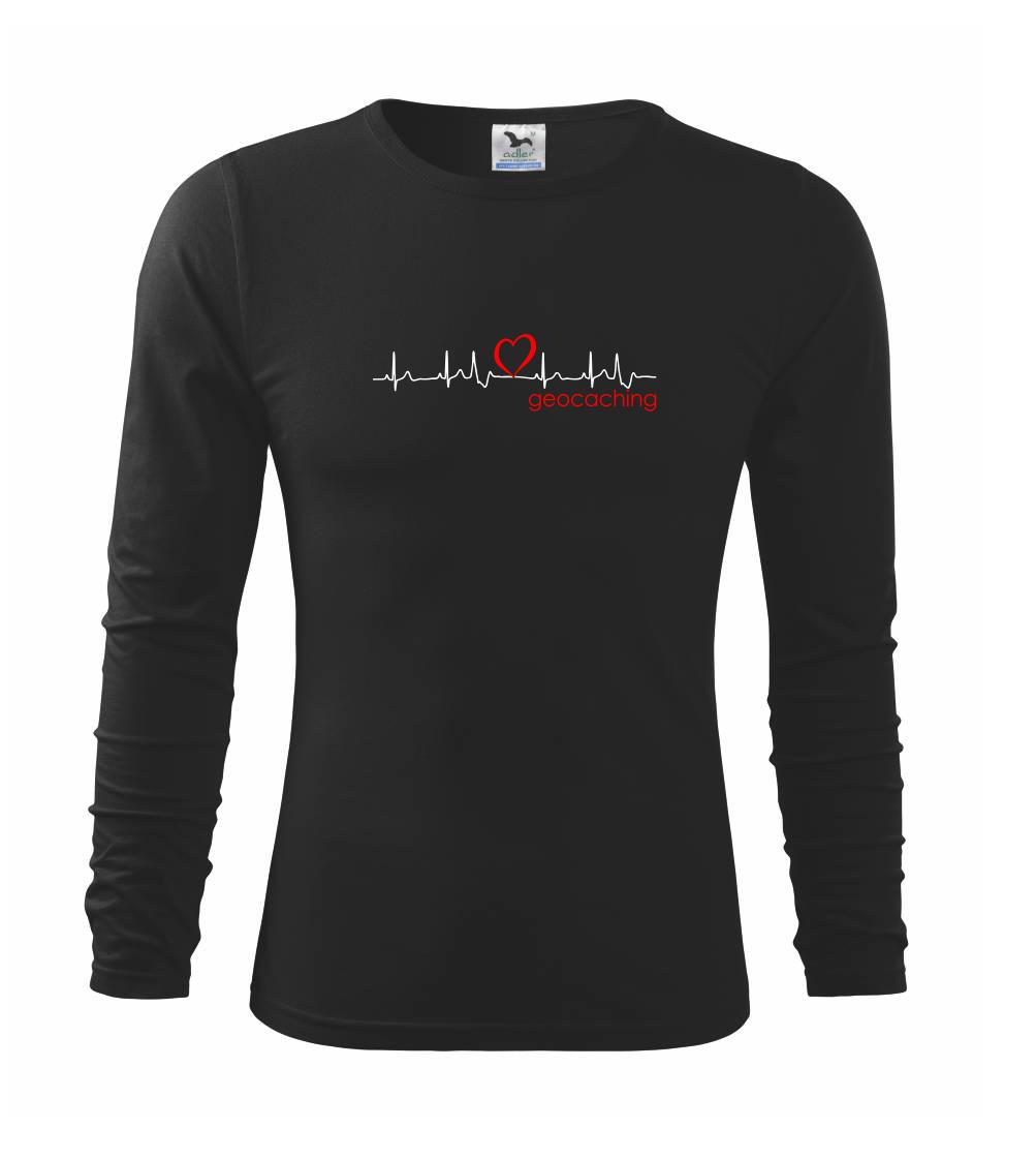 Moje srdce bije pre Geocaching -Text - Tričko detské Long Sleeve
