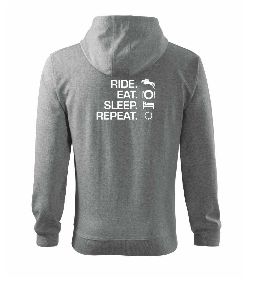 Ride Eat Sleep Repea Kôň - Mikina s kapucňou na zips trendy zipper