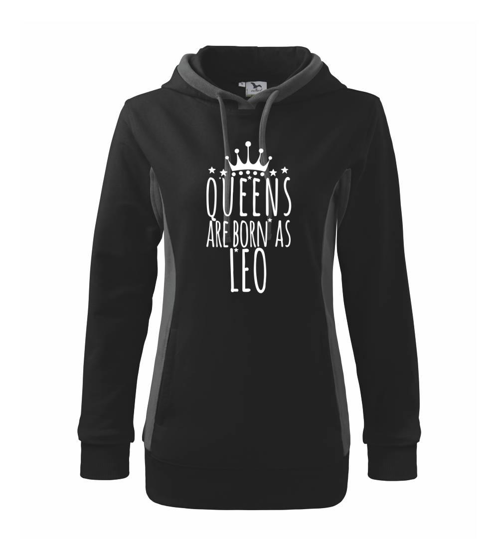 Queens are born as Leo - Lev - Mikina dámska Kangaroo s kapucňou