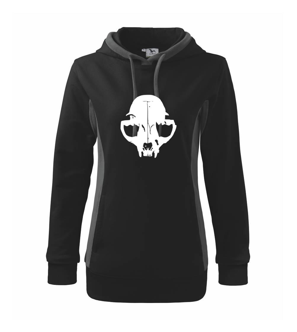 Mačka - Cat skull - Mikina dámska Kangaroo s kapucňou