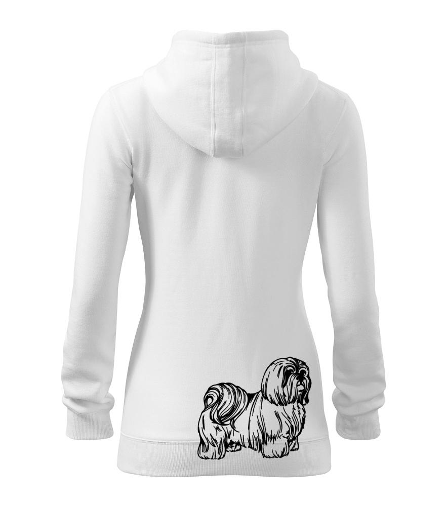 Shih-tzu - chlpatý - Mikina dámska trendy zipper s kapucňou