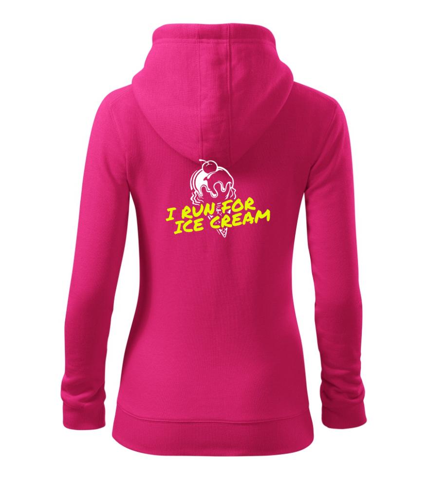 I Run for Ice Cream - Mikina dámska trendy zipper s kapucňou