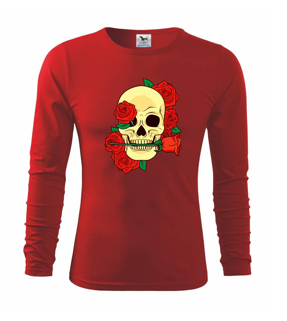 Lebka držiace ružu - Tričko detské Long Sleeve