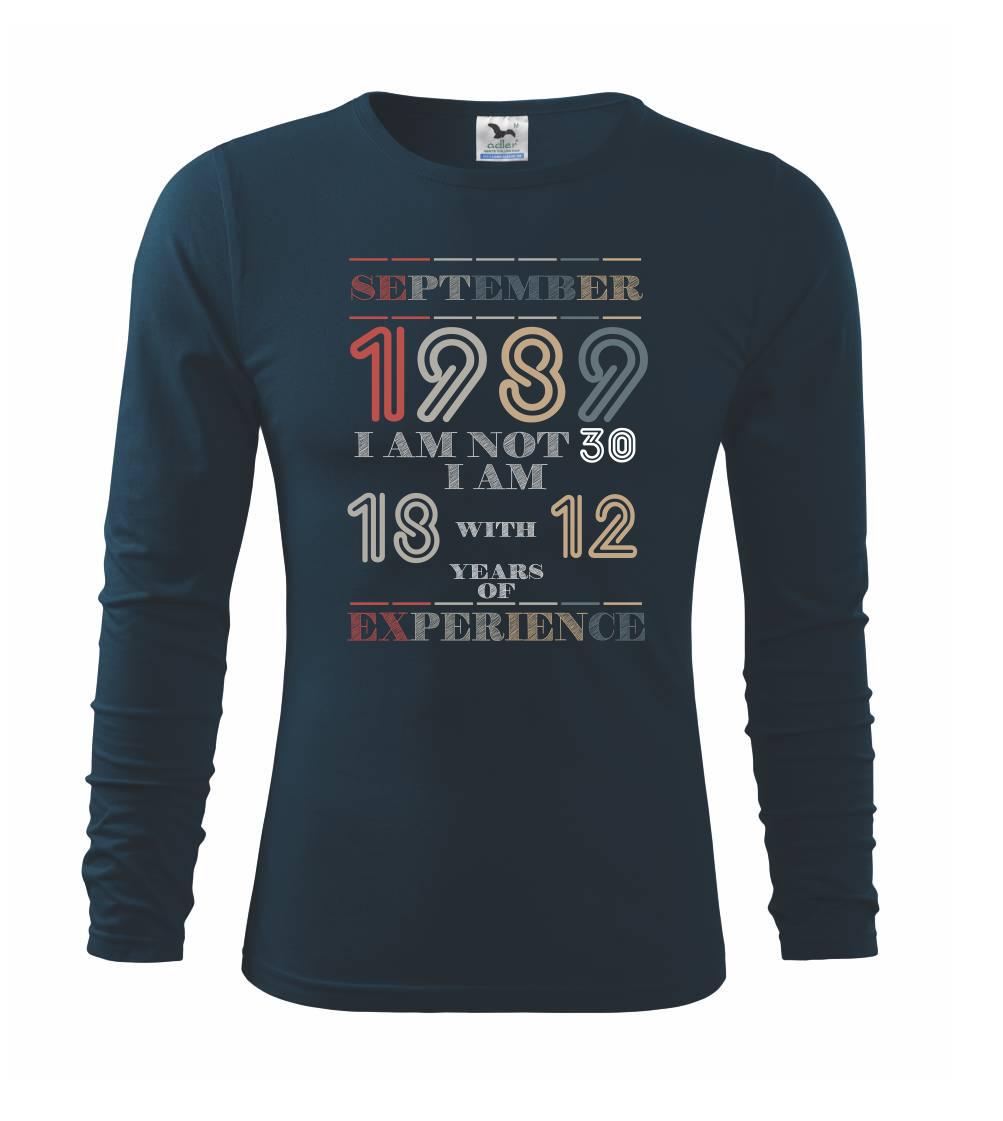 Narodeniny experience 1989 september - Tričko s dlhým rukávom FIT-T long sleeve