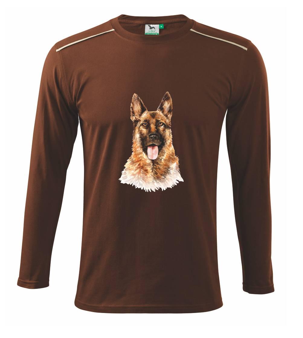 German shepherd - vodová farba - Tričko s dlhým rukávom Long Sleeve