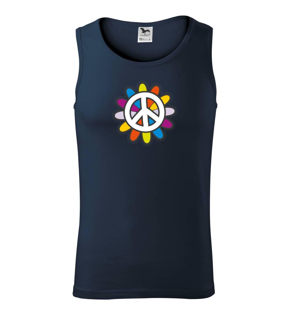 Peace symbol s kreslenou kvetinou - Tielko pánske Core