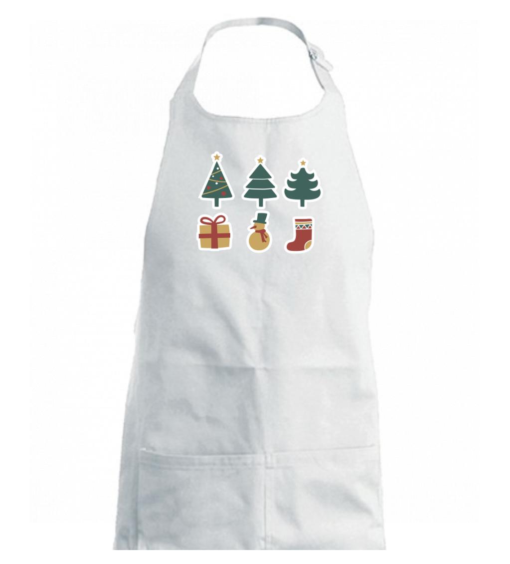 Vianočná sada - stromčeky a darčeky - Detská zástera na varenie