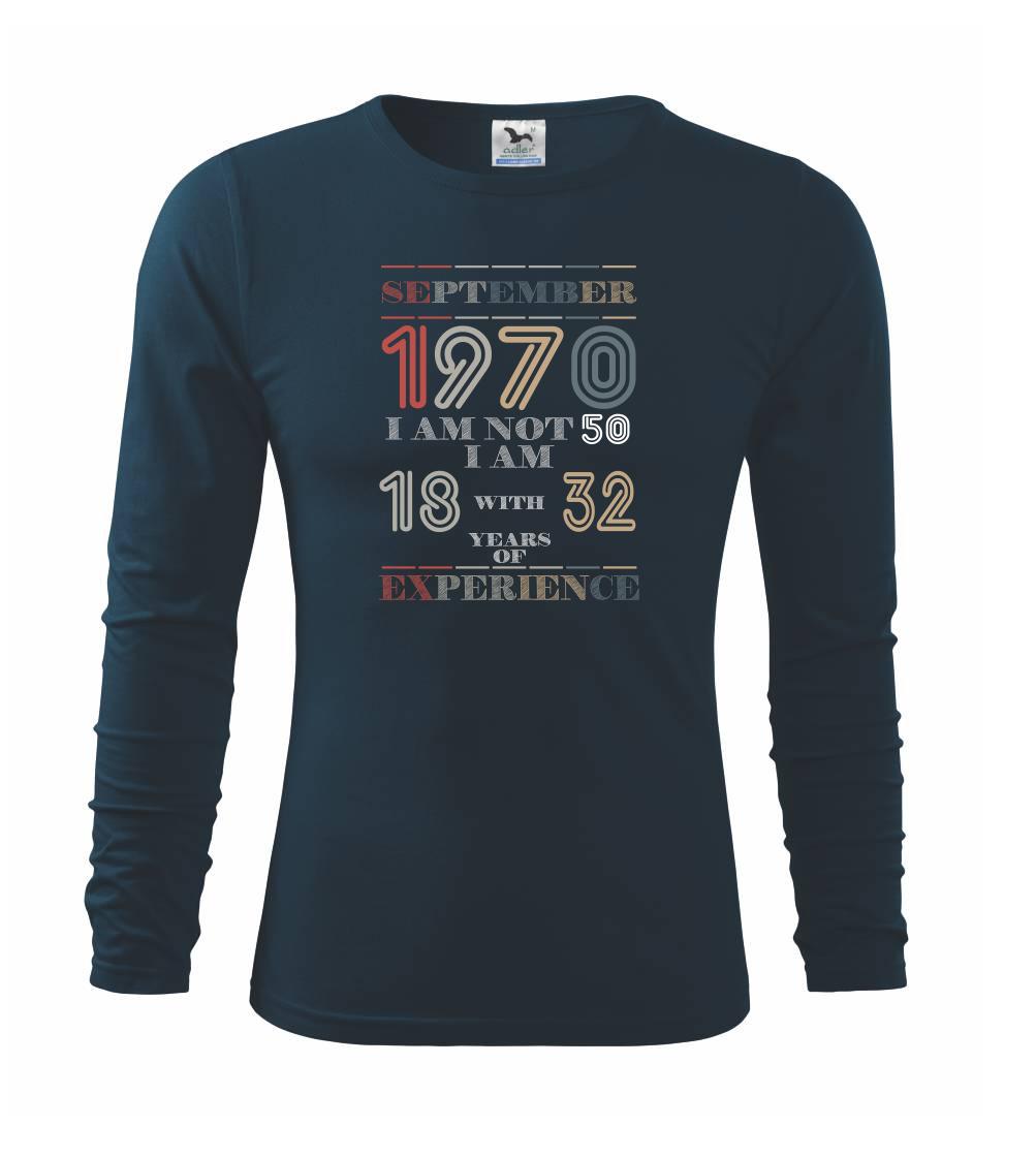 Narodeniny experience 1970 september - Tričko s dlhým rukávom FIT-T long sleeve