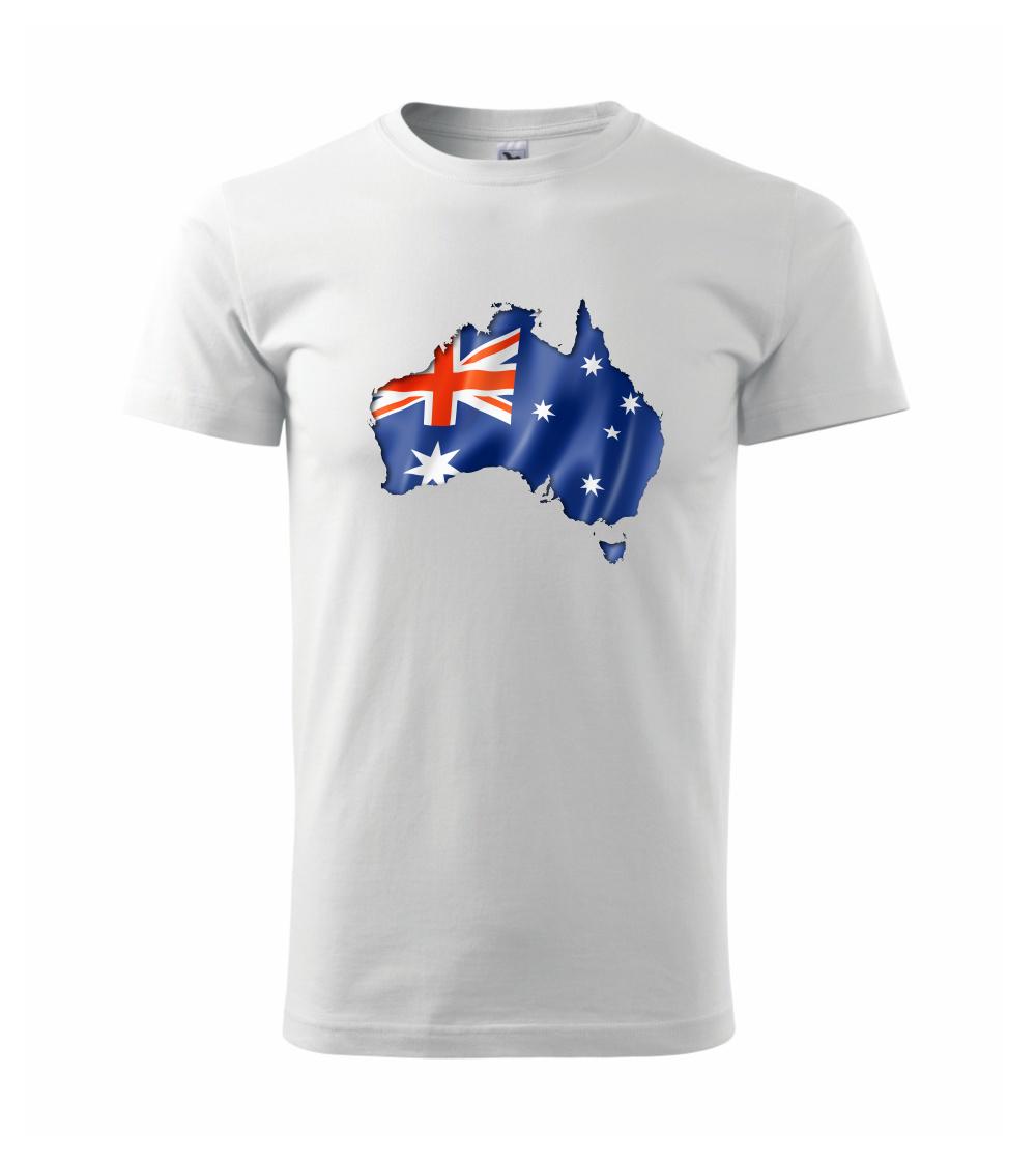 Austrália - vlajka vlajúca mapa - Heavy new - tričko pánske