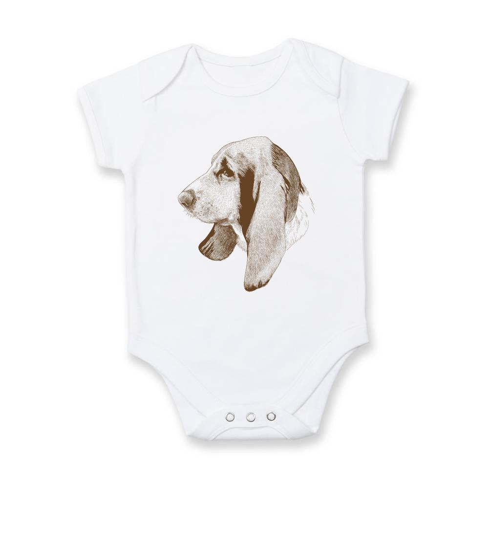 Basset - kreslená hlava - Dojčenské body