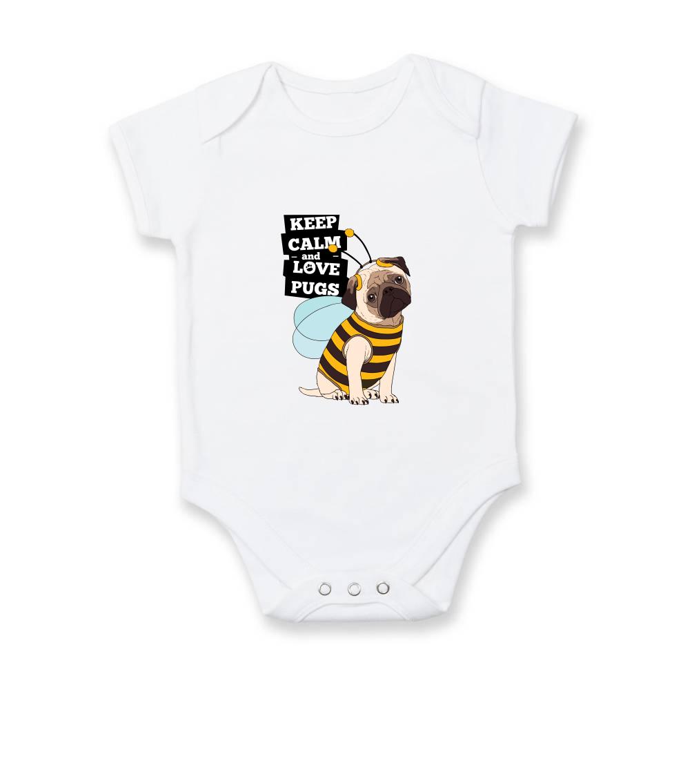 Keep calm and love pugs - Dojčenské body