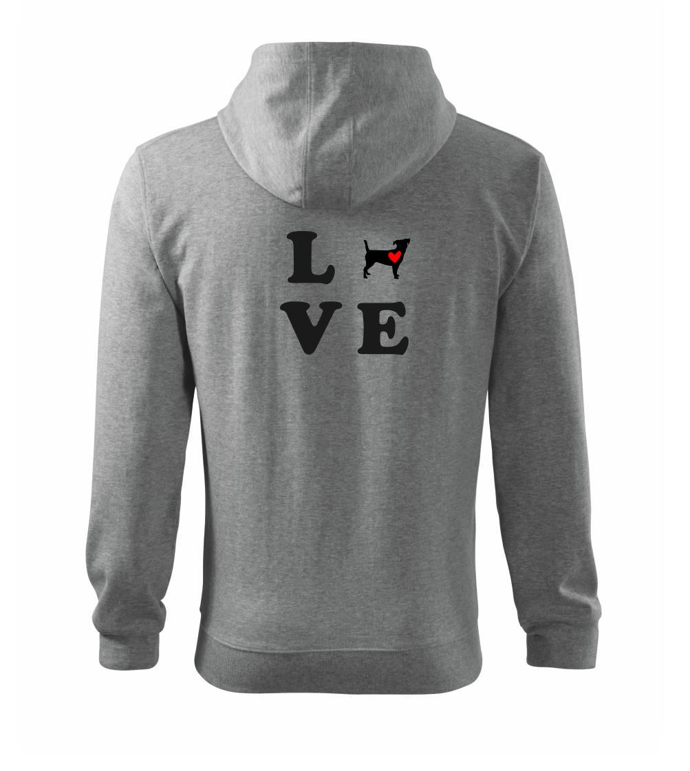 Jack russel terier love - Mikina s kapucňou na zips trendy zipper