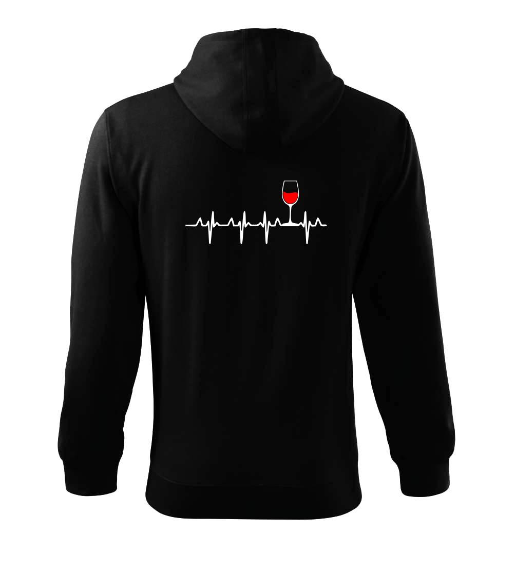 Víno ekg - Mikina s kapucňou na zips trendy zipper