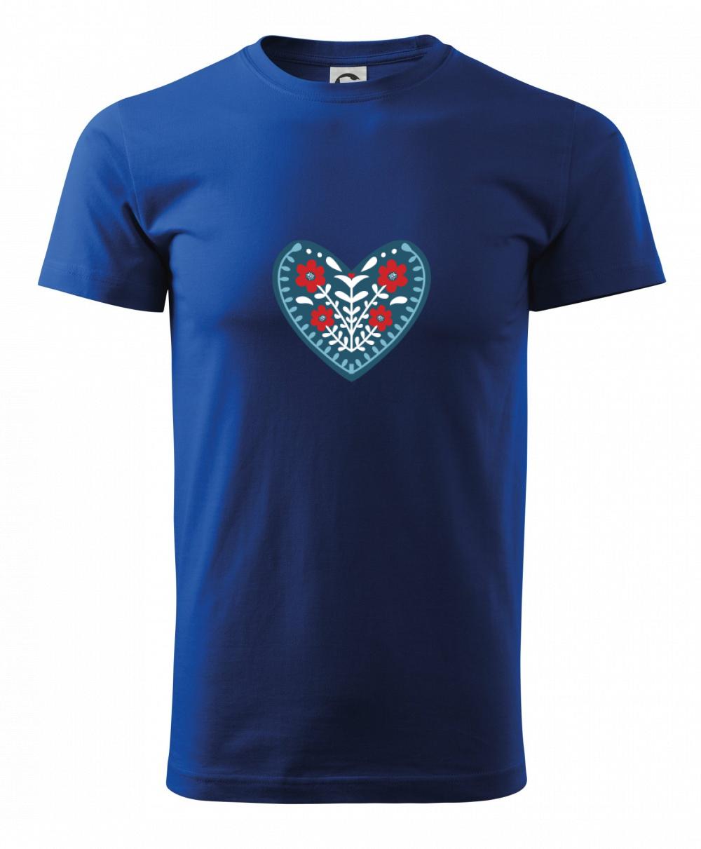 Folklór - srdce modré plné - Heavy new - tričko pánske
