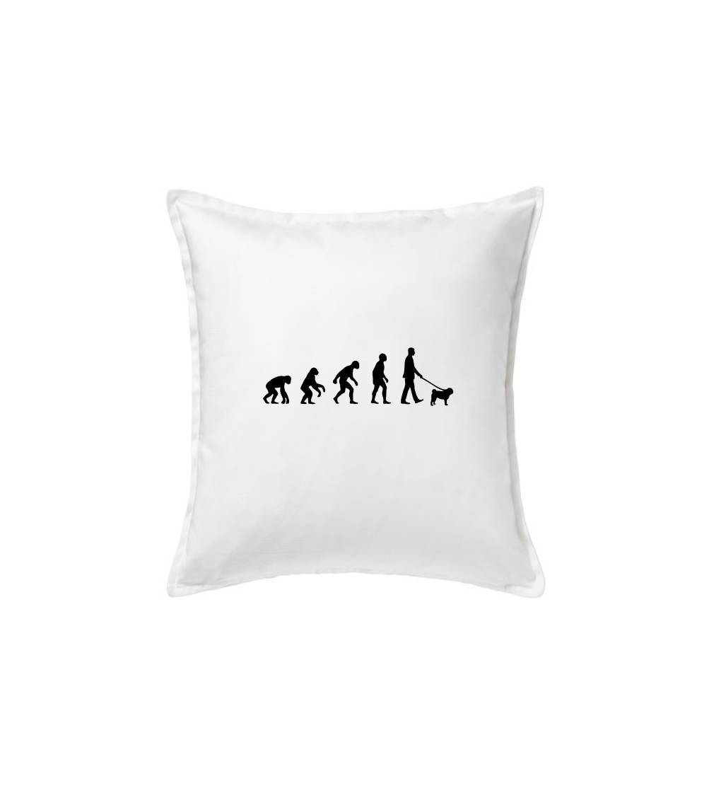 Evolúcia pes Mops (muž-žena) - Vankúš 50x50