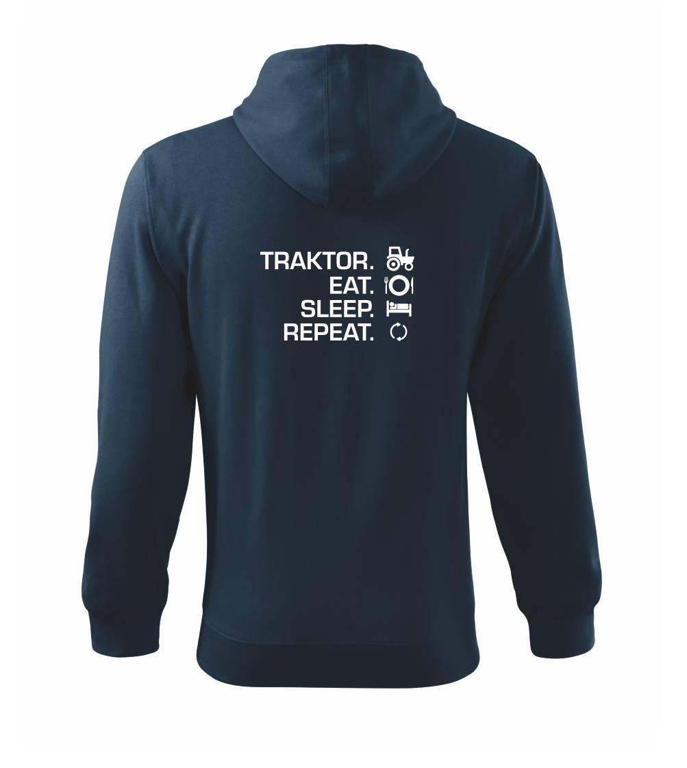 Traktor eat sleep repeat - Mikina s kapucňou na zips trendy zipper