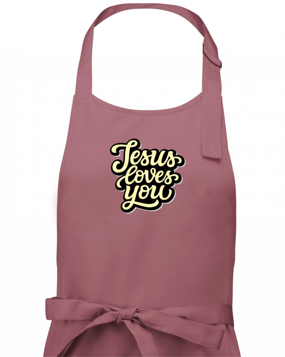Jesus loves you - písané písmo - Zástěra na vaření  