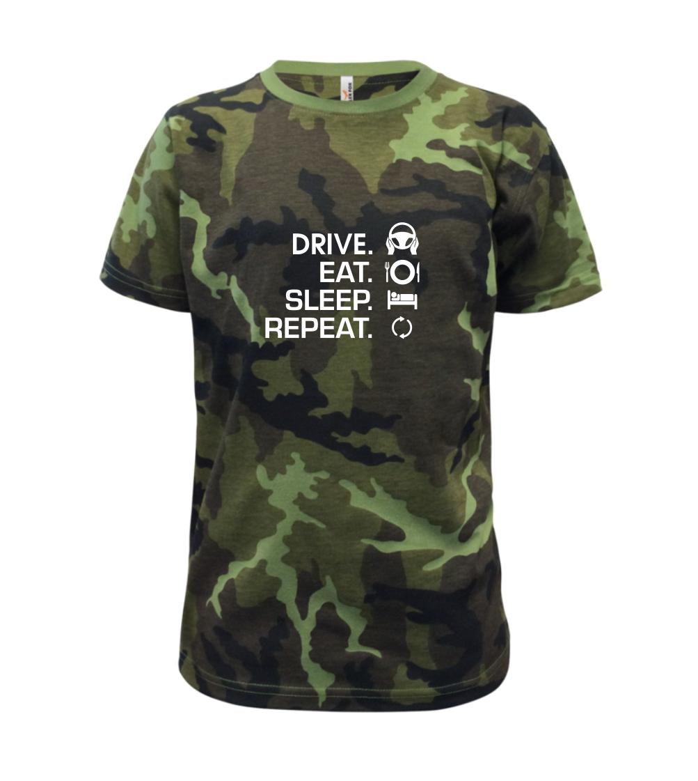 Drive eat sleep repeat - Detské maskáčové tričko