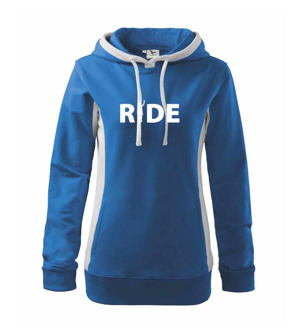 Ride - nápis s cyklistom - Mikina dámska Kangaroo s kapucňou