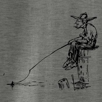 Kreslený rybár na pni Kreslený rybár na pni