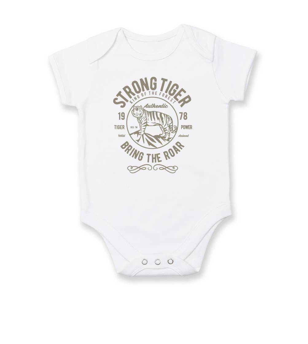 Tričká so zvieratami - Strong Tiger - Body dojčenské s krátkym rukávom