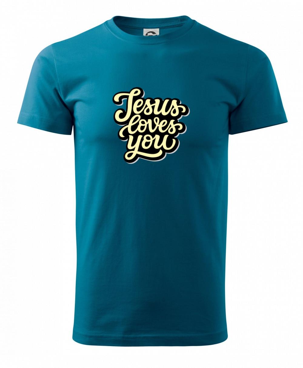 Jesus loves you - písané písmo - Klasické pánske tričko vyššej gramáže