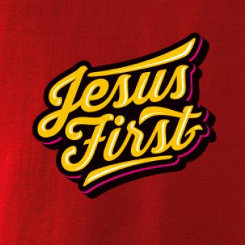 Jesus first žltý nápis