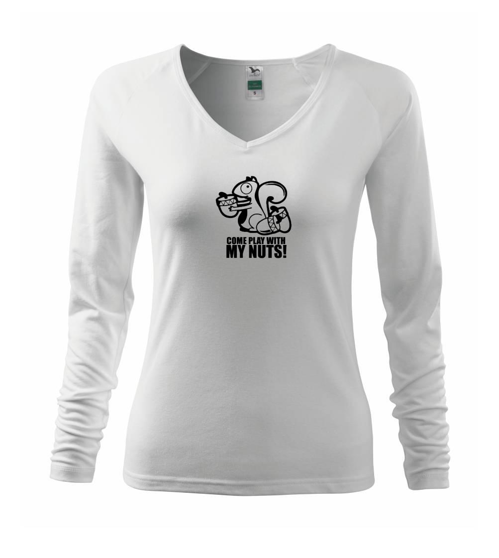 Ostatné nápisy - Veverka - Play with my nuts - Tričko dámske Elegance