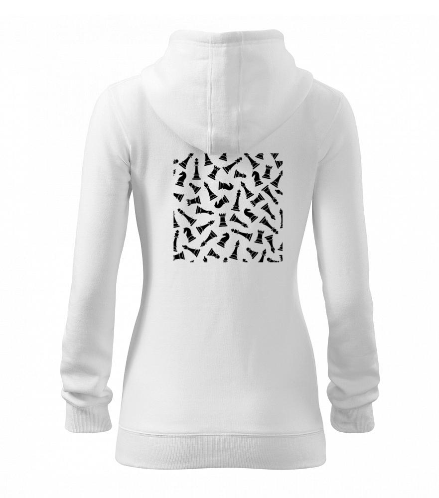 Tričká a mikiny so spoločenskými hrami  - Šachové figúrky vo štvorci - Mikina dámska trendy zipper s kapucňou