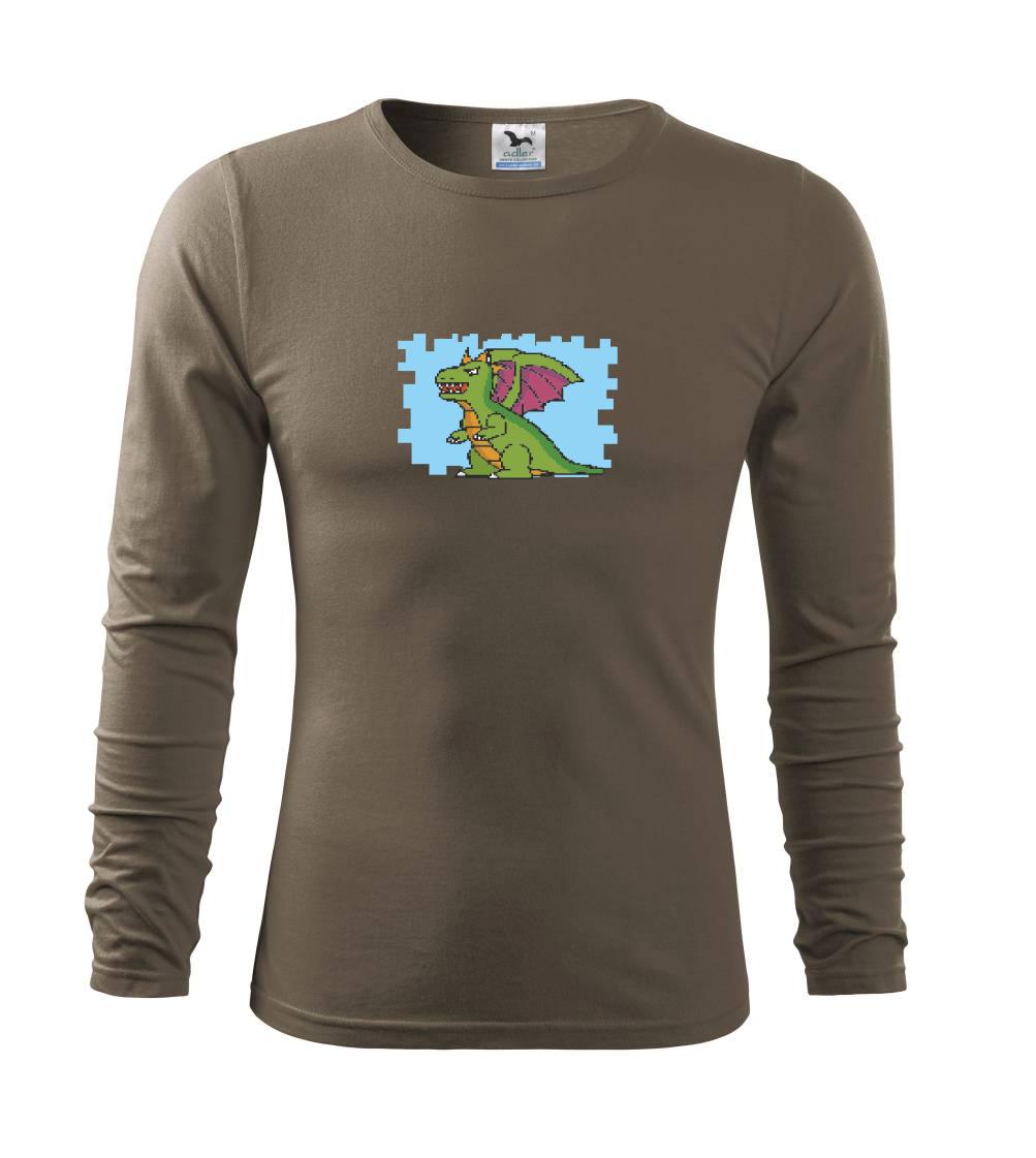 Tričká pre ajťákov - Gamer - stará hra - drak - Tričko s dlhým rukávom FIT-T long sleeve