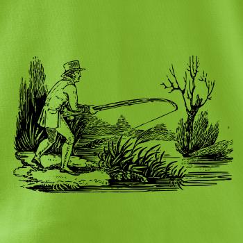 Kreslený rybár nahradzujúci