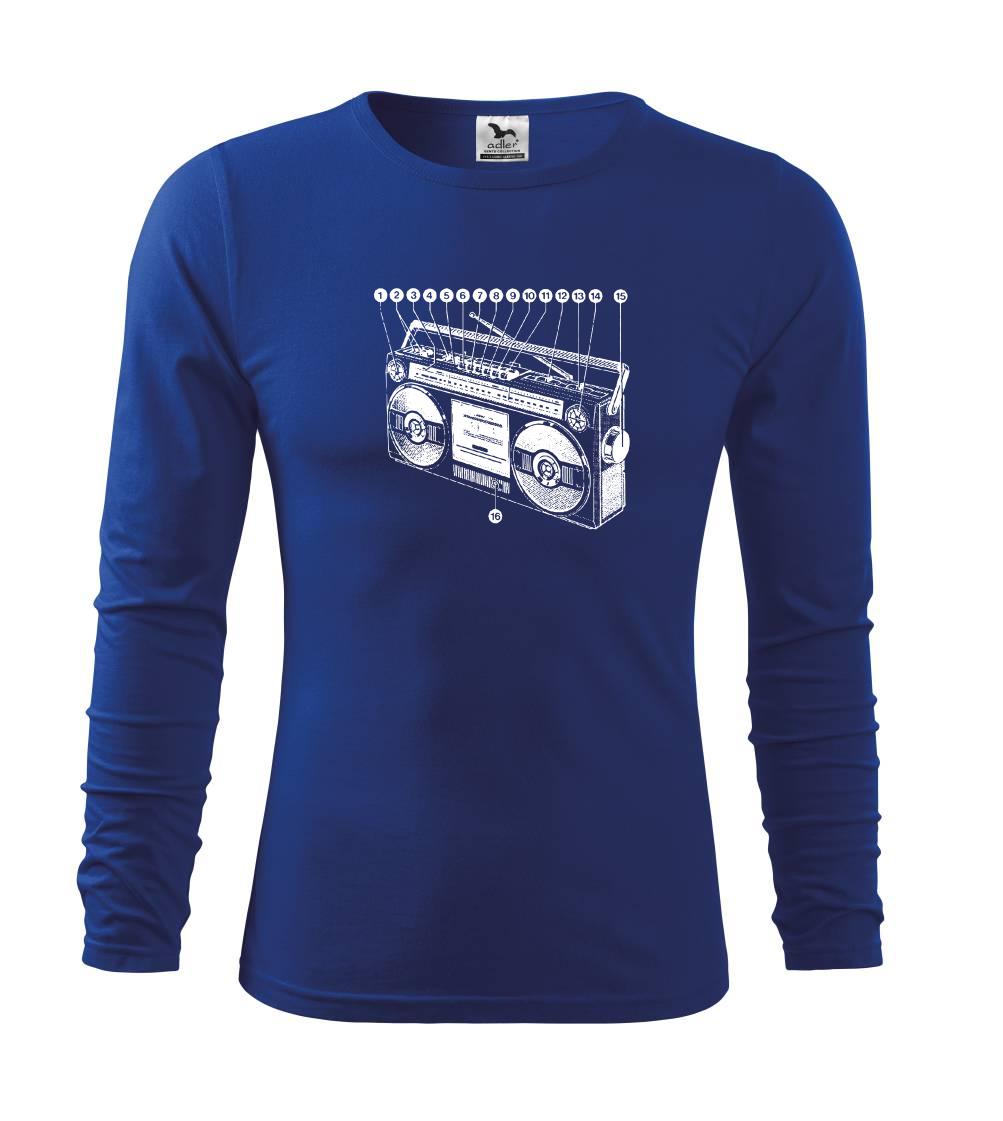 Nákres starý magnetofón - Tričko detské Long Sleeve