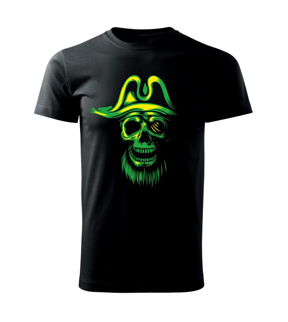 Grafické tričká - Green Pirate skull - Klasické pánske tričko vyššej gramáže