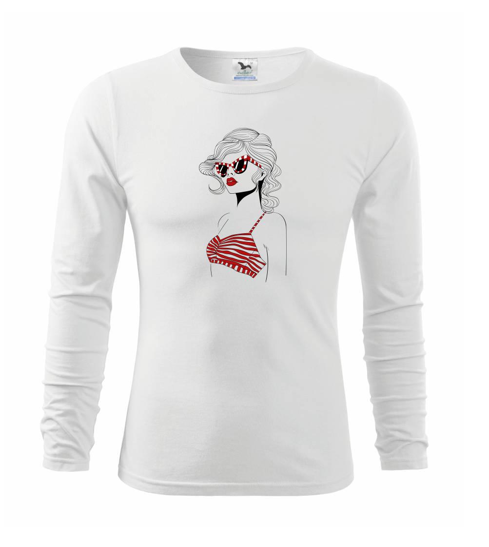Grafické tričká -  Dievča s červenými plavkami - Tričko detské Long Sleeve