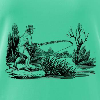 Kreslený rybár nahradzujúci