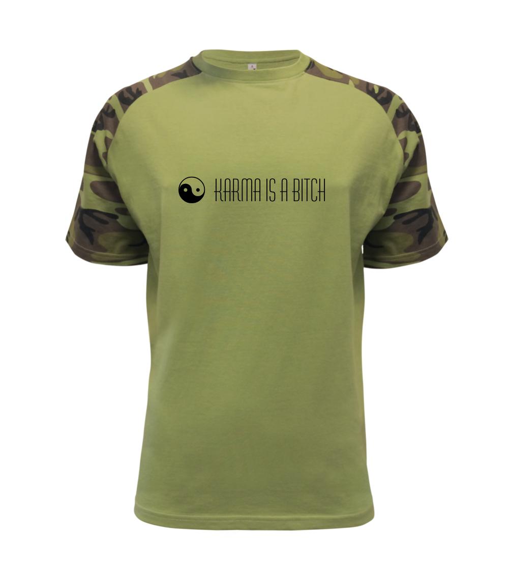 Tričká na párty - Karma nápis dlhý - Raglan Military