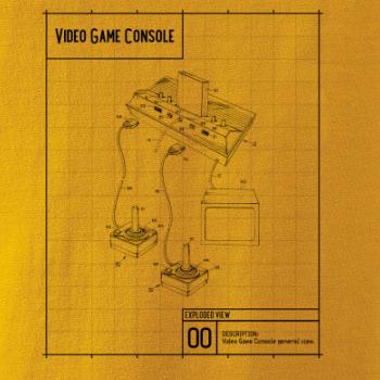 Nákres video game console s joystickom Nákres video game console s joystickom
