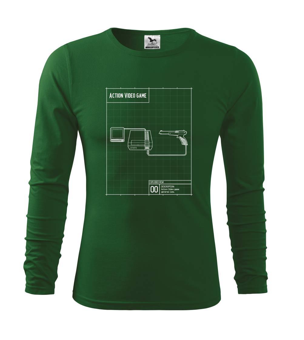 Tričká s témou herných konzol - Nákres videohra so zbraňou - Tričko s dlhým rukávom FIT-T long sleeve