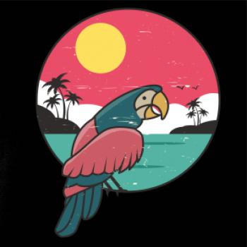 Papagáj v kruhu pri mori