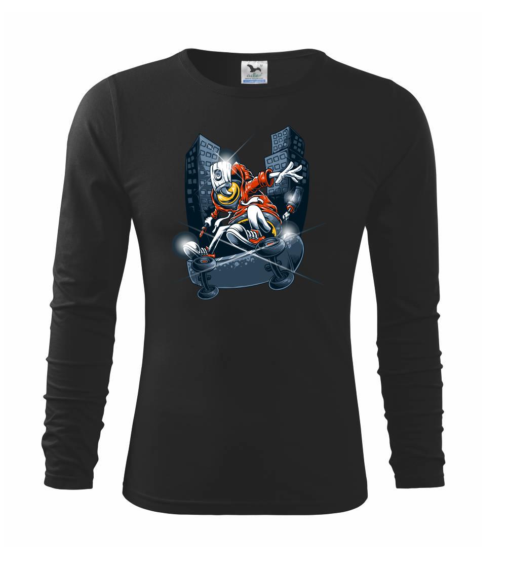Longboard a Skatebord - Graffiti Spray Paint Riding SkateBoard - Tričko detské Long Sleeve