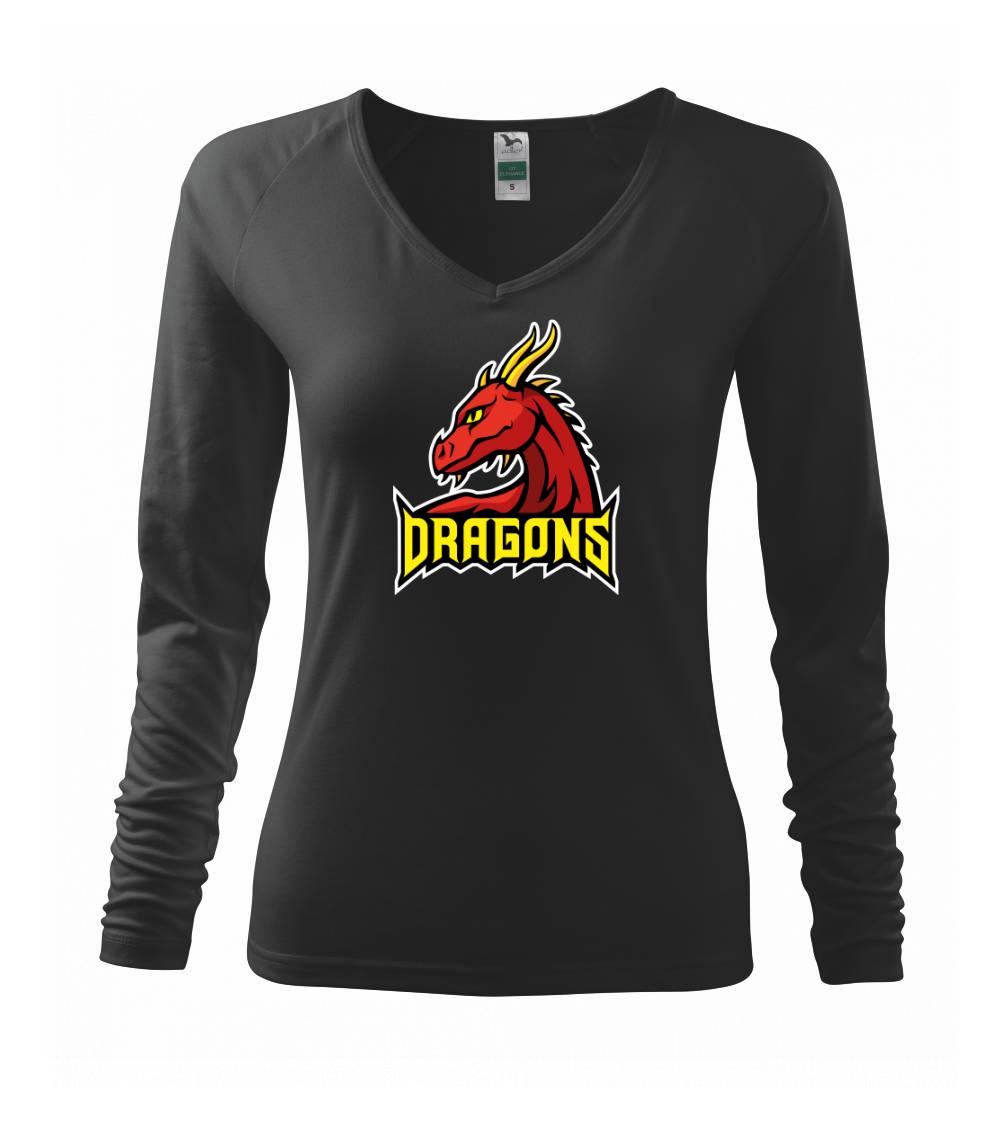 Tričká pre športovcov - Dragons - logo týmu červené (Hana-creative) - Tričko dámske Elegance