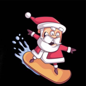 Santa jazdiaci na snowboarde