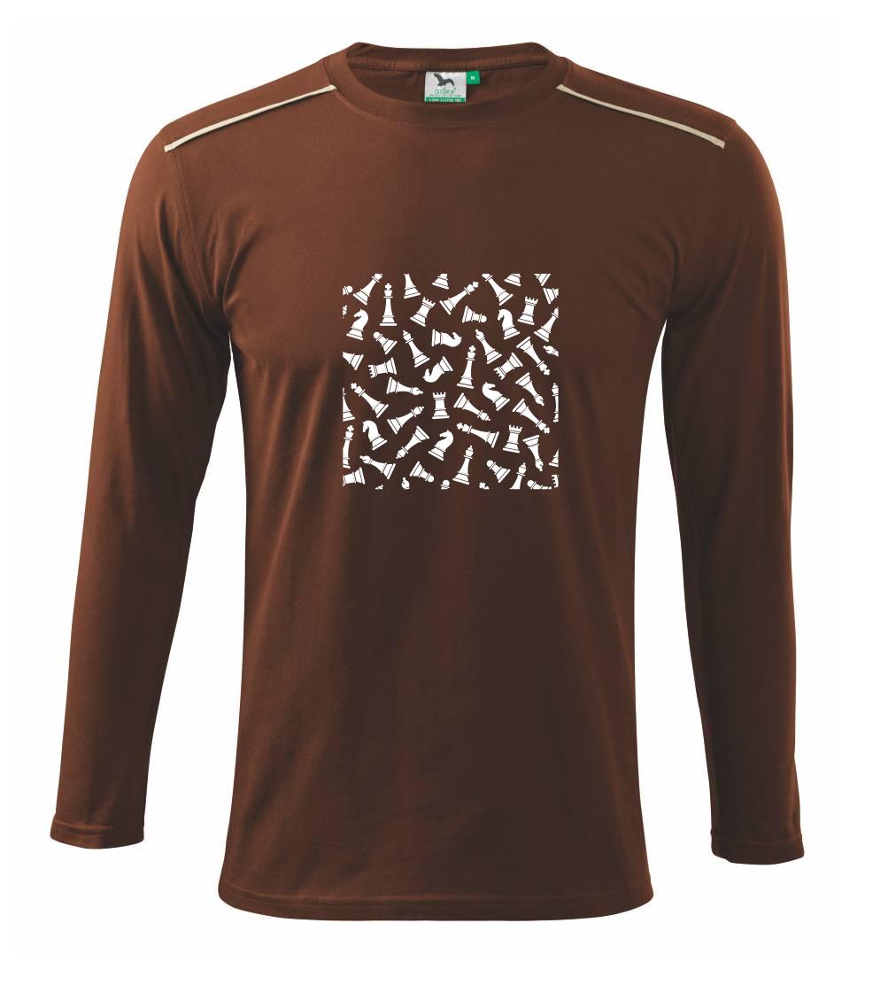 Tričká a mikiny so spoločenskými hrami  - Šachové figúrky vo štvorci - Tričko s dlhým rukávom Long Sleeve