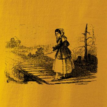 Kreslené dievča na rybách