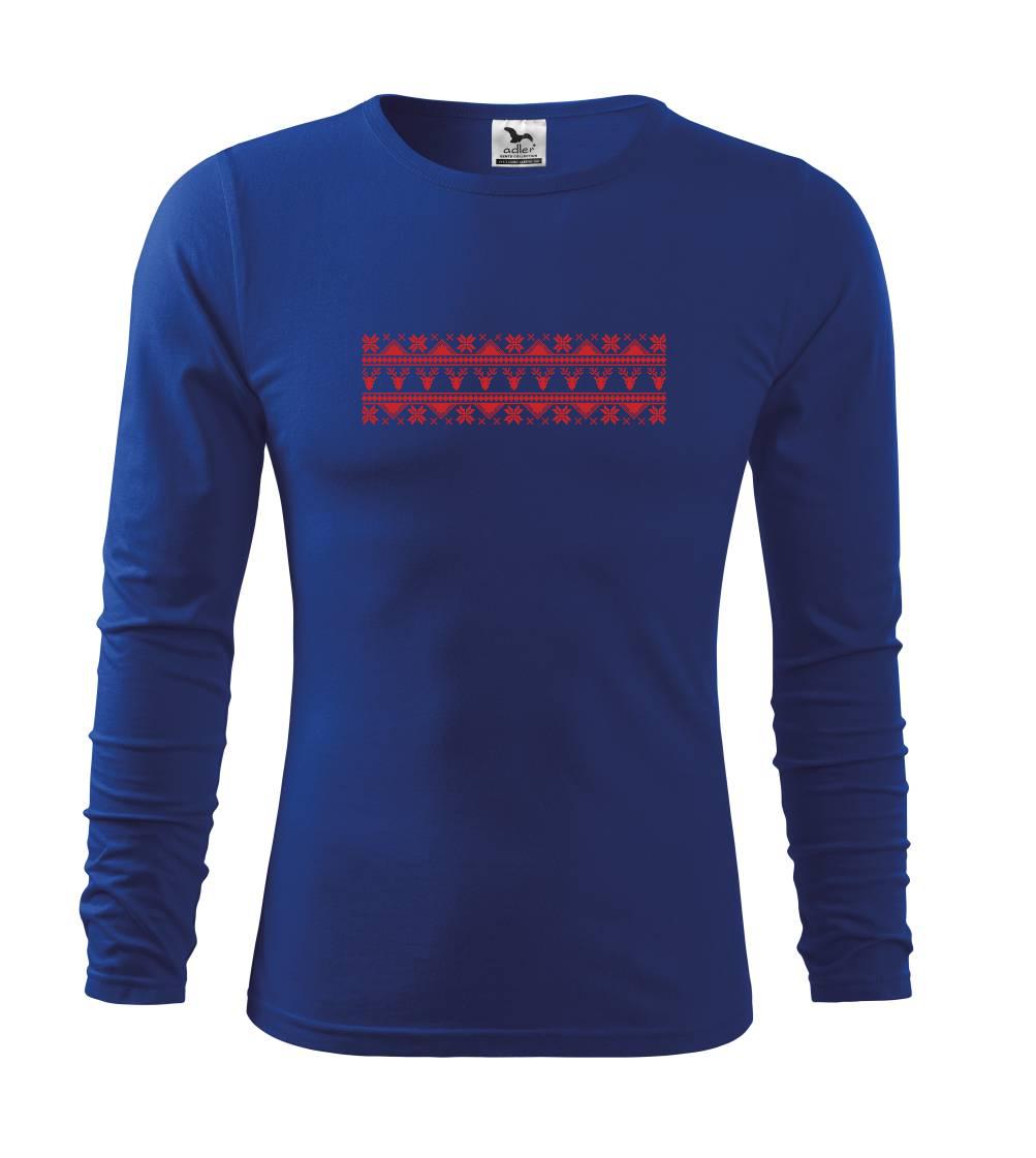 Vianočné tričká - Vianočný vzor - jeleň a vločka - Tričko detské Long Sleeve