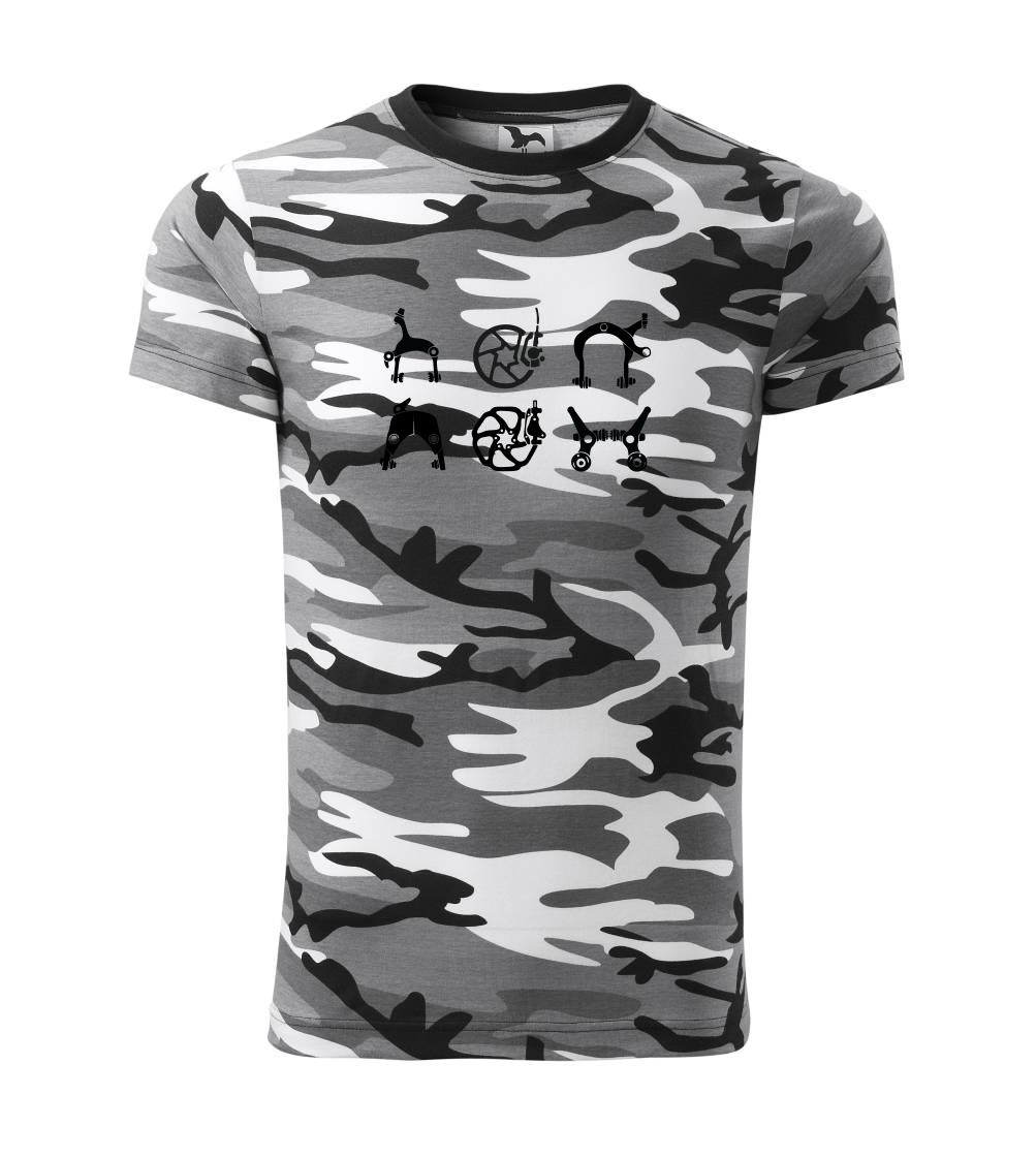 Tričko ako darček pre cyklistu - Cyclo brzdy - Army CAMOUFLAGE