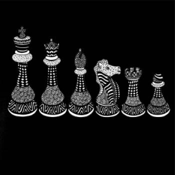 Šachové figúrky v rade - kreslené